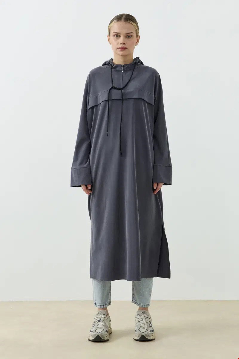 Qanu Aerın Uzun Sweatshirt Antrasit 