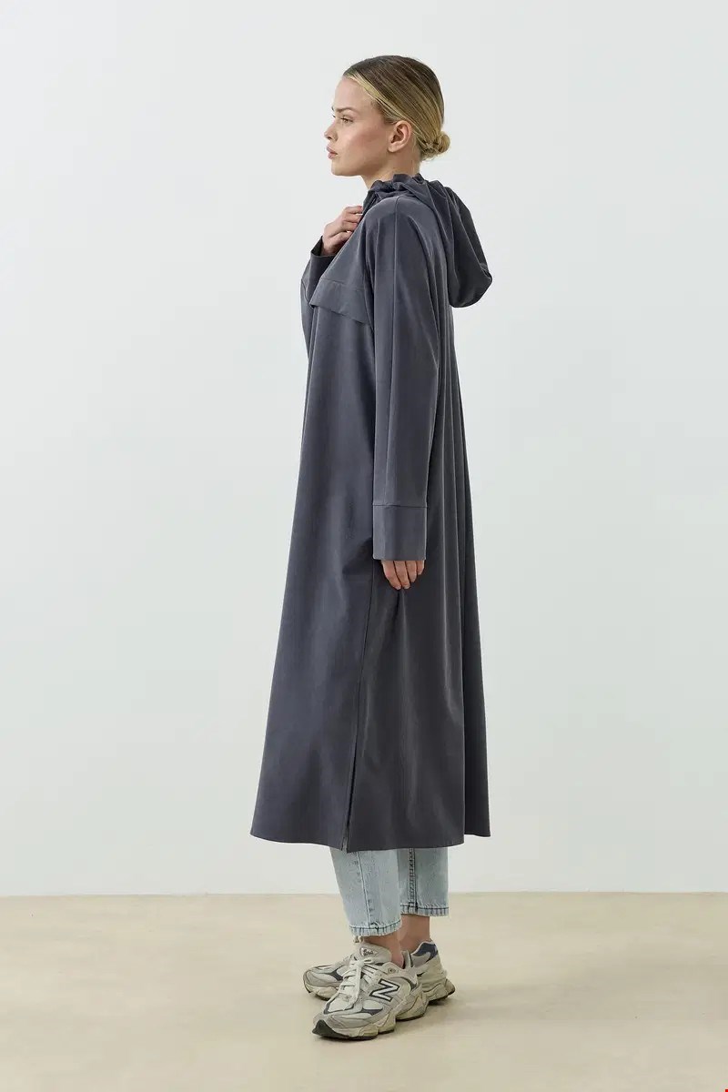 Qanu Aerın Uzun Sweatshirt Antrasit 