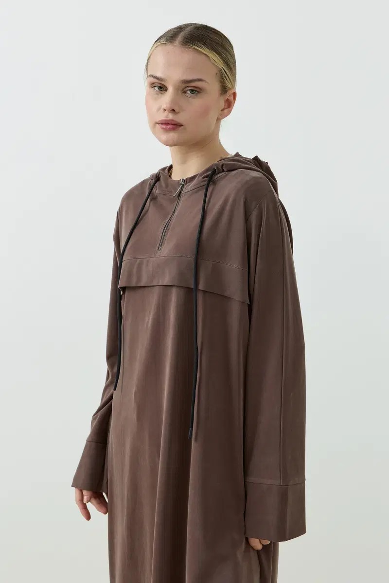 Qanu Aerın Uzun Sweatshirt Kahverengi