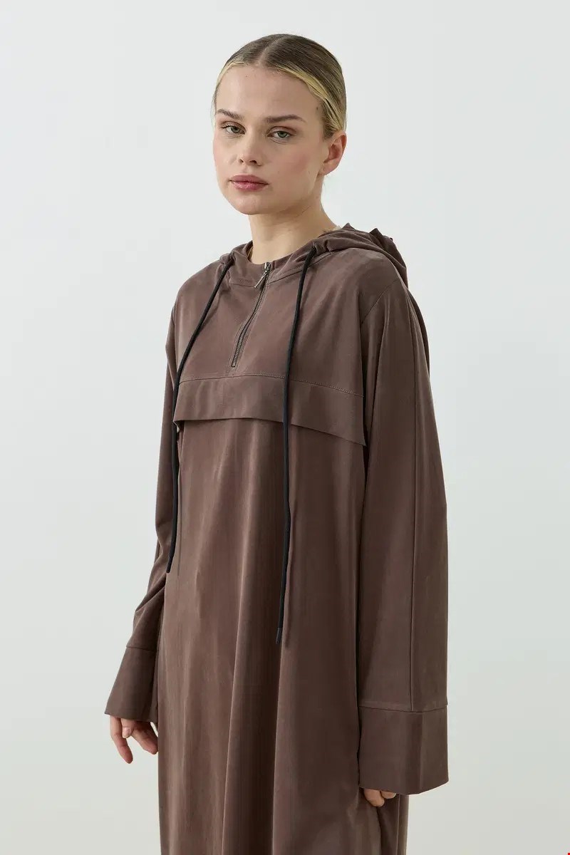 Qanu Aerın Uzun Sweatshirt Kahverengi