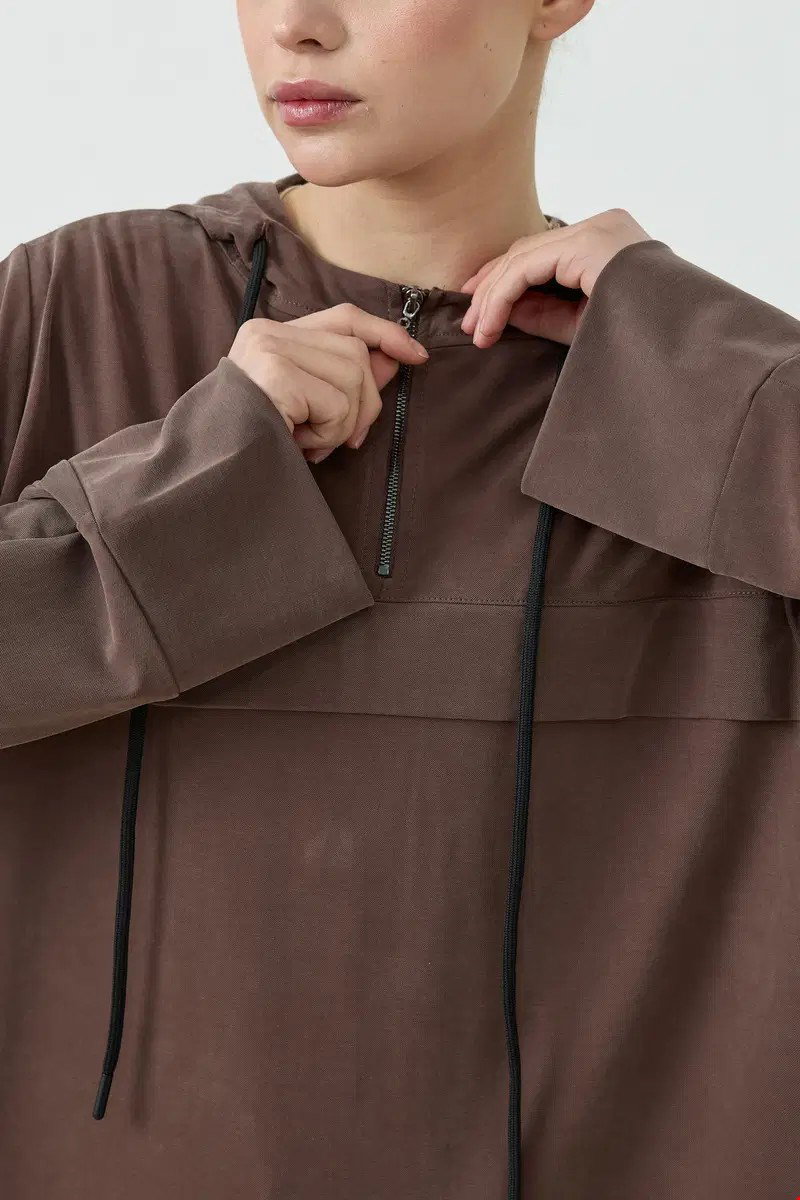 Qanu Aerın Uzun Sweatshirt Kahverengi