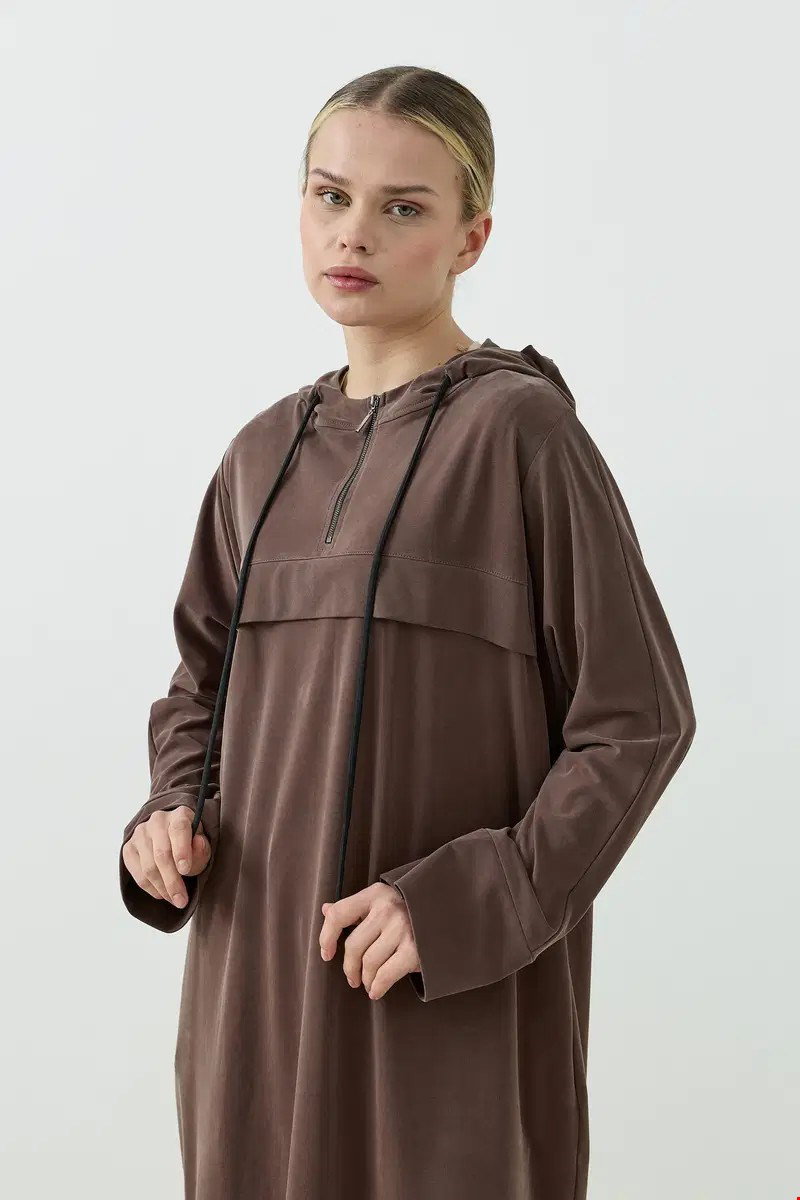 Qanu Aerın Uzun Sweatshirt Kahverengi