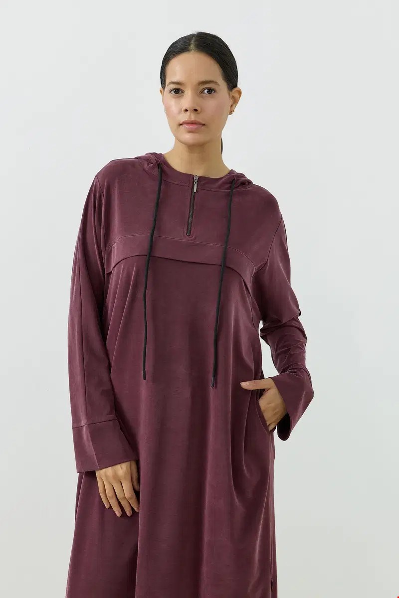 Qanu Aerın Uzun Sweatshirt Mürdüm