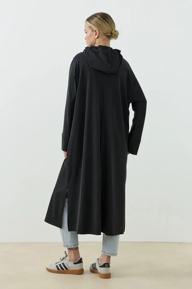 Qanu Aerın Uzun Sweatshirt Siyah