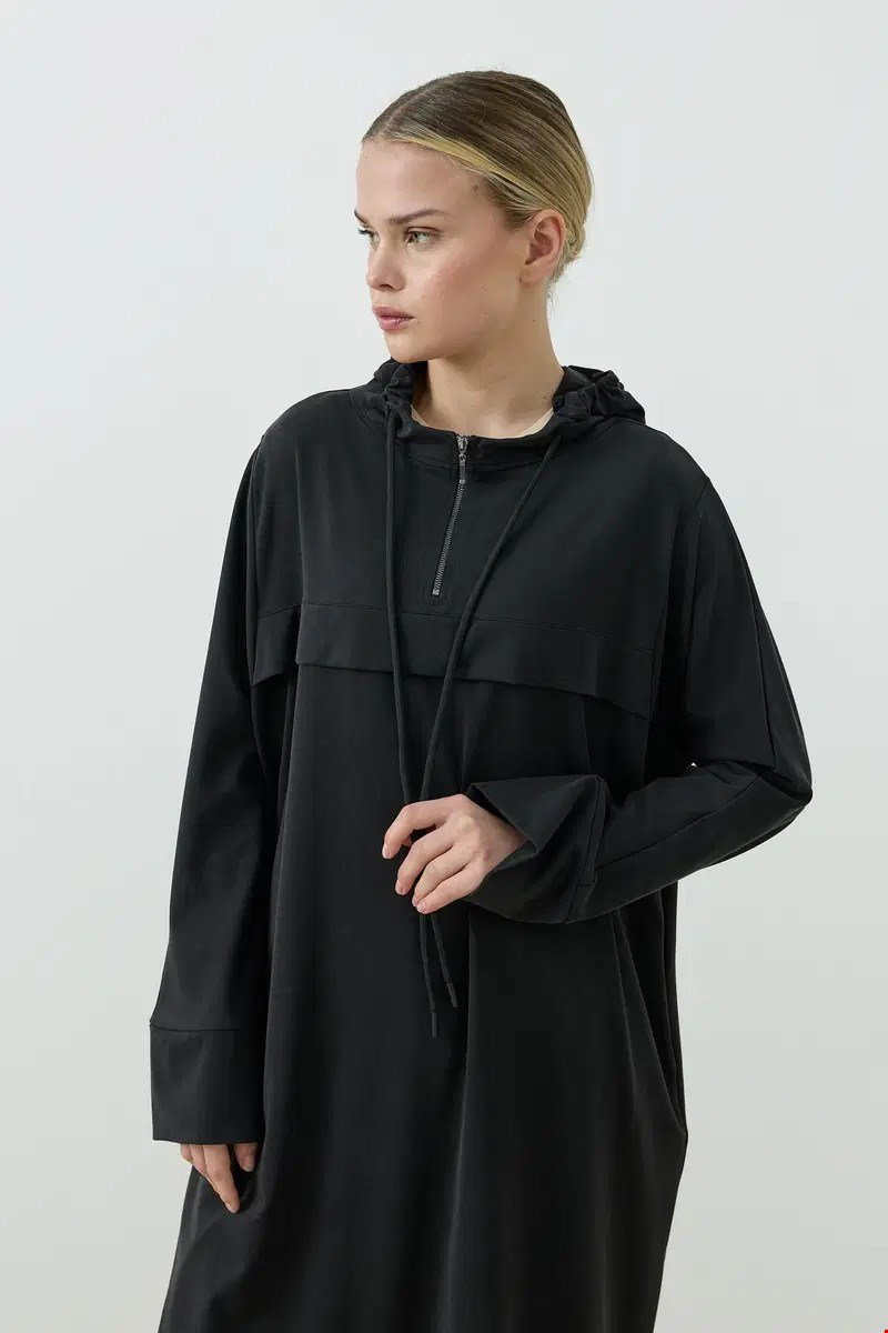 Qanu Aerın Uzun Sweatshirt Siyah