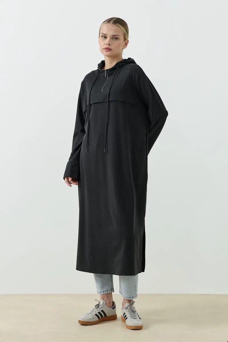 Qanu Aerın Uzun Sweatshirt Siyah