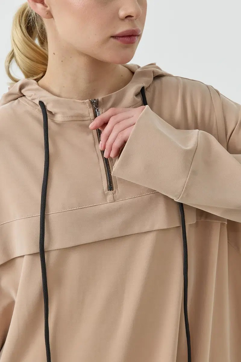 Qanu Aerın Uzun Sweatshirt Vizon