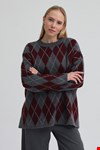 Qanu Argyle Triko Kazak Bordo
