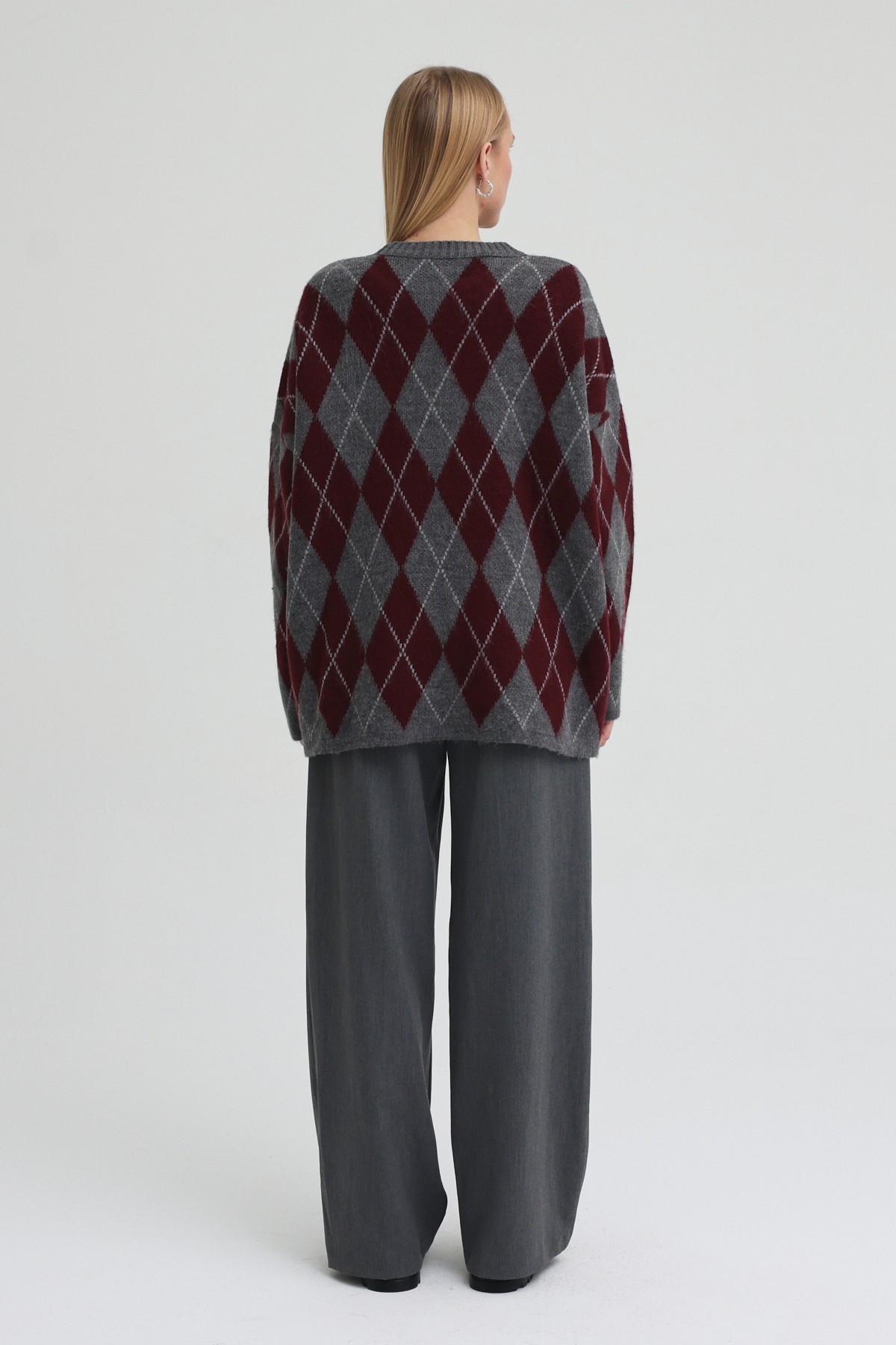 Qanu Argyle Triko Kazak Bordo