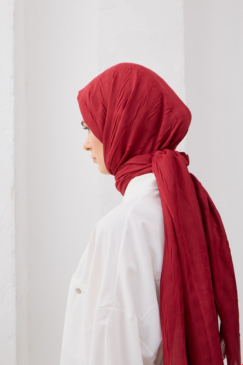 Qanu Bambu Pilise Şal Kırmızı