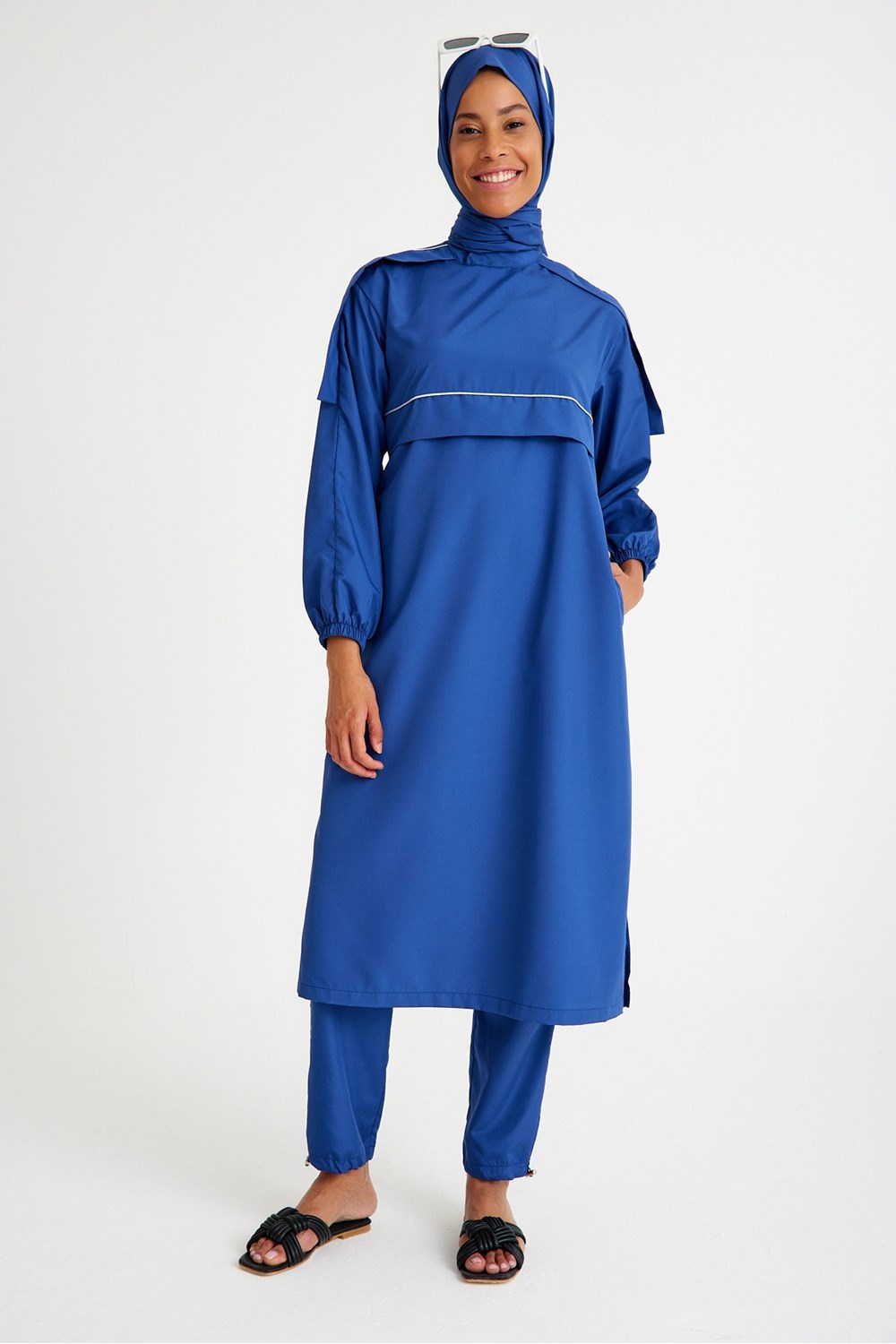 Qanu Biyeli Uzun Mayo İndigo