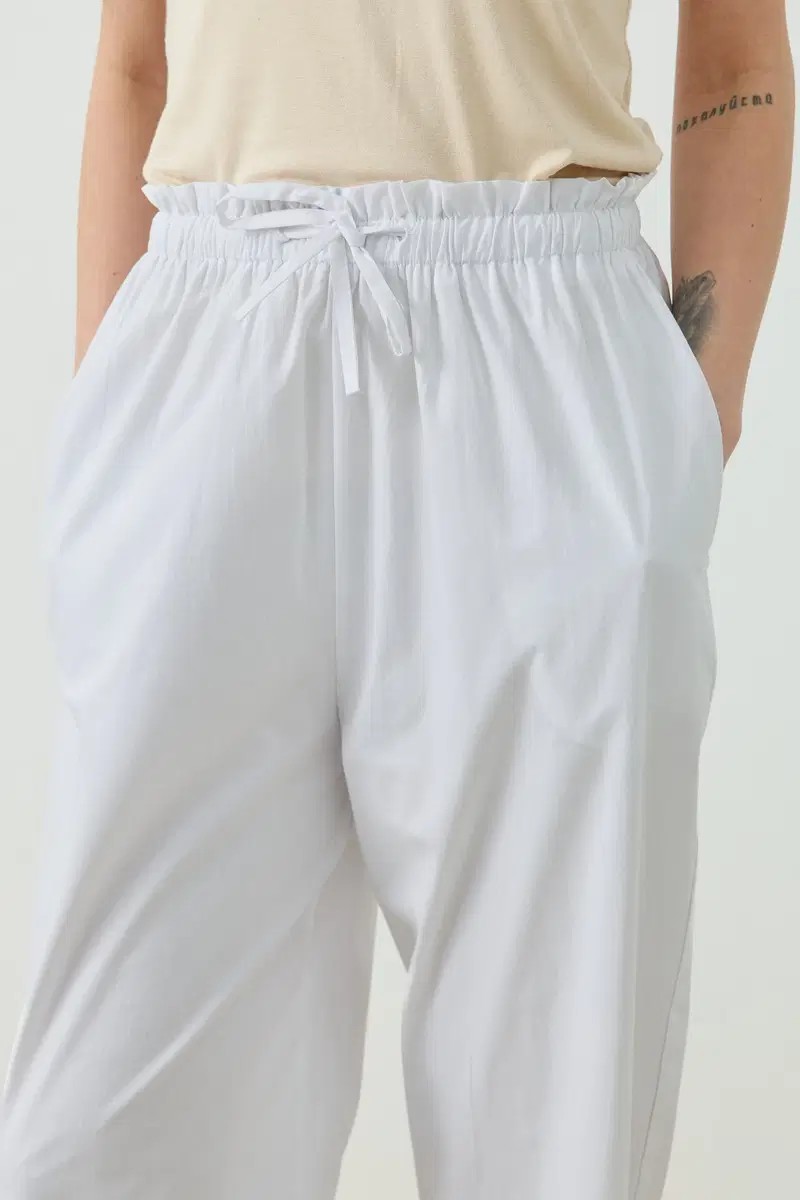 Qanu Else Poplin Pantolon Beyaz