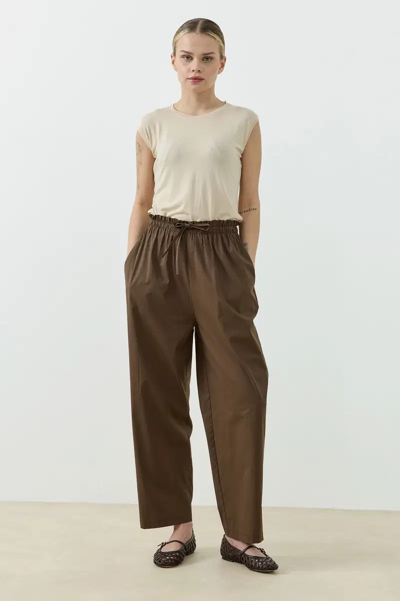 Qanu Else Poplin Pantolon Kahverengi