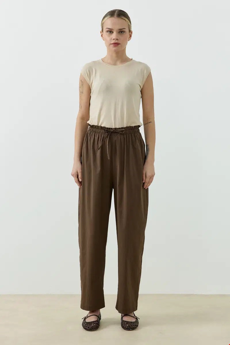 Qanu Else Poplin Pantolon Kahverengi