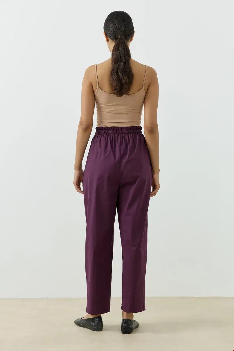 Qanu Else Poplin Pantolon Mürdüm