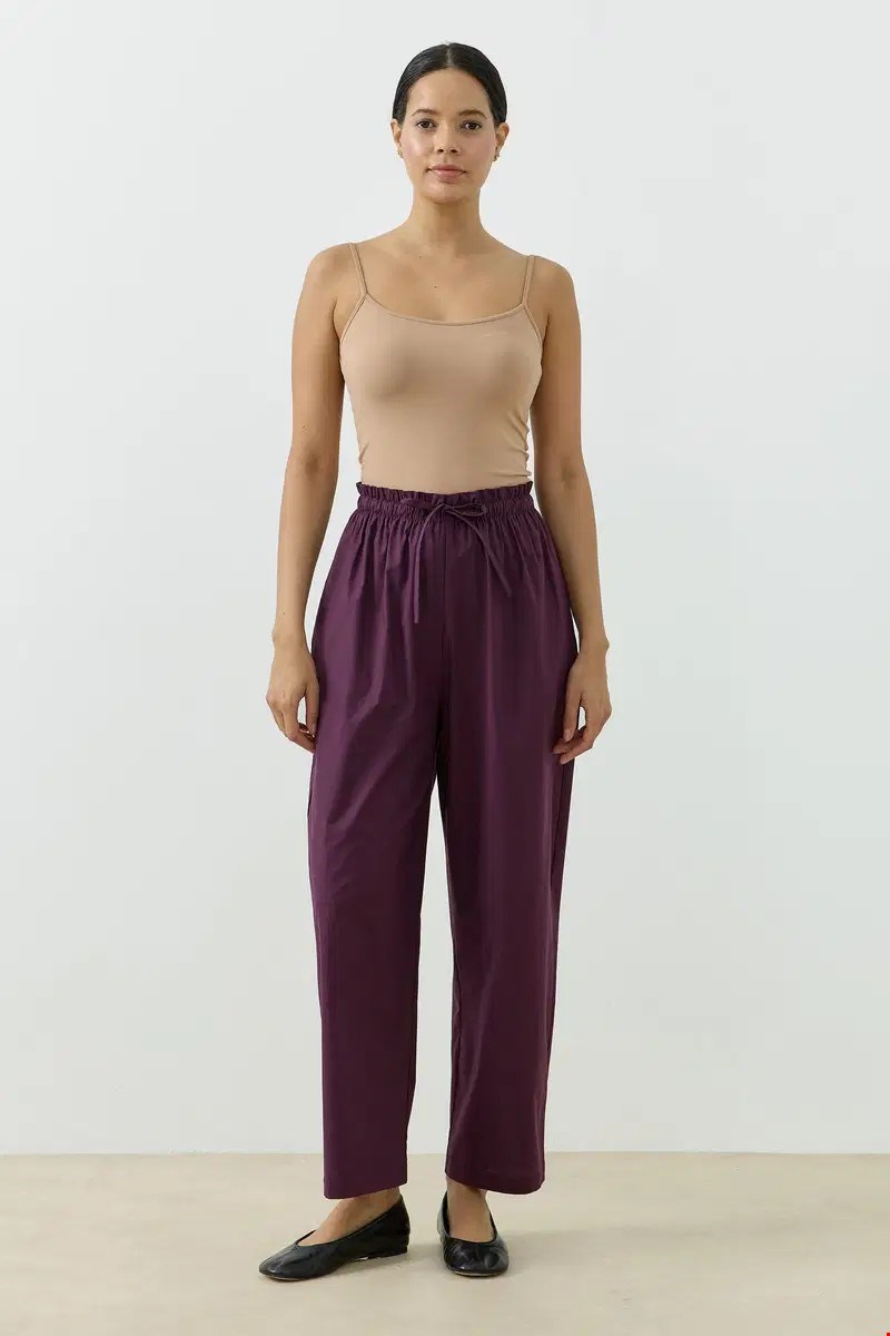 Qanu Else Poplin Pantolon Mürdüm