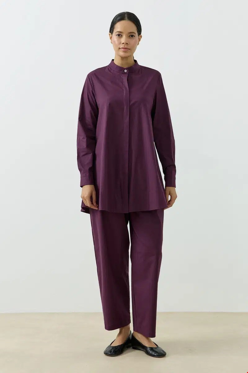 Qanu Else Poplin Gömlek Mürdüm