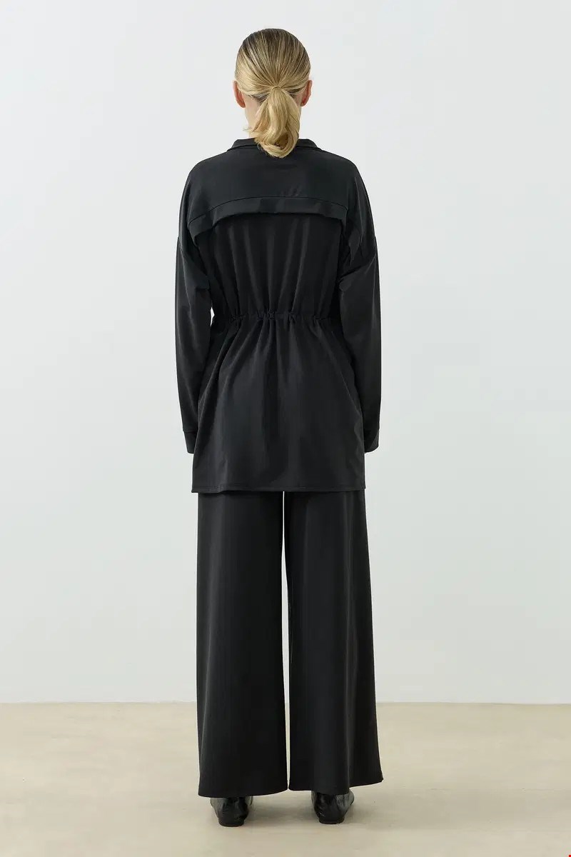 Qanu Fermuarlı Modal Sweatshirt Takım Siyah 