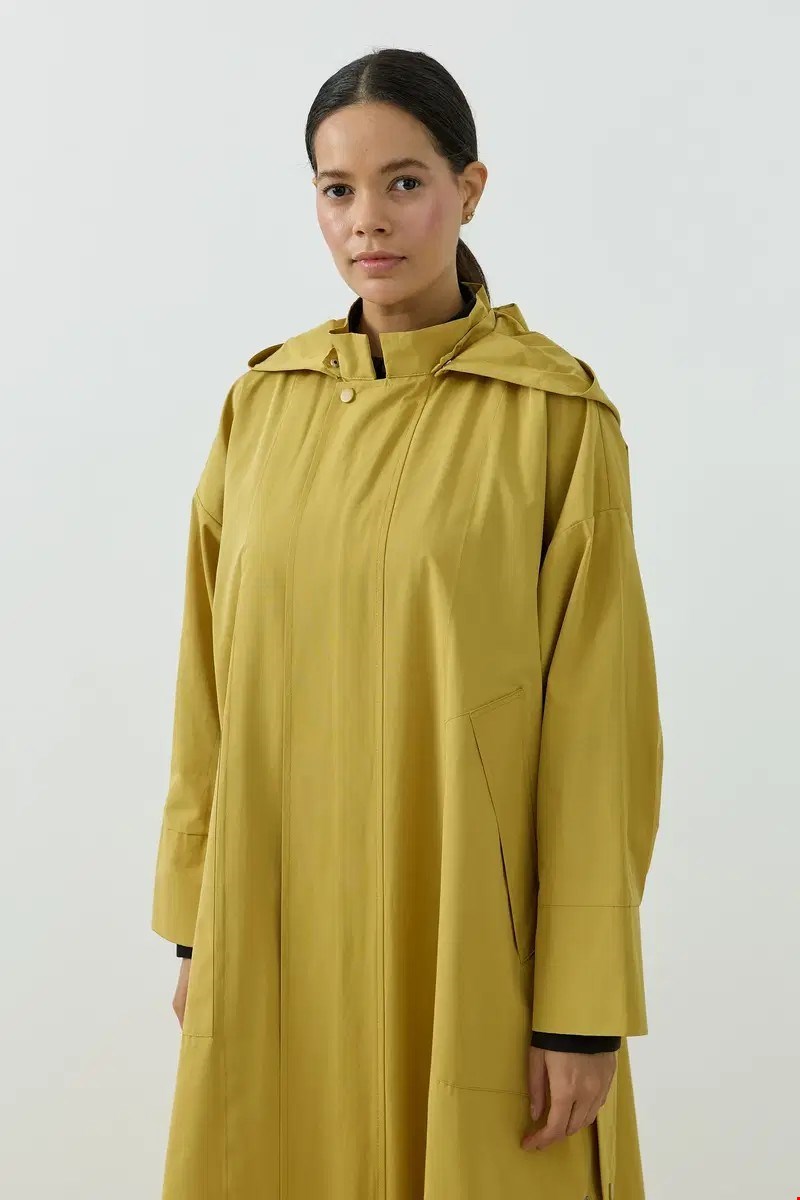 Qanu Kapüşonlu Oversize Yağmurluk Sarı
