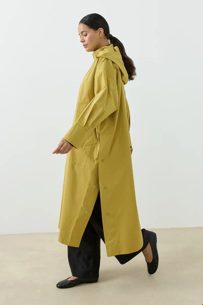 Qanu Kapüşonlu Oversize Yağmurluk Sarı
