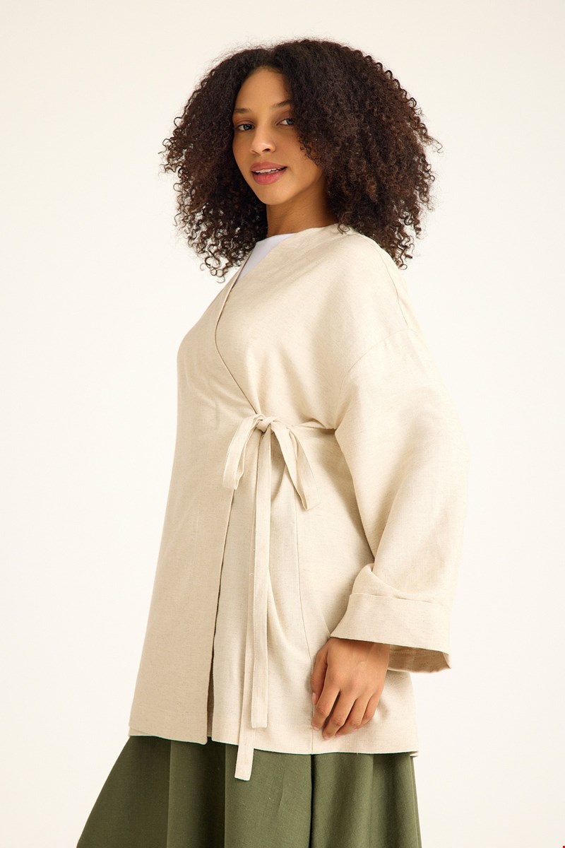 Qanu Keten Kimono Bej 