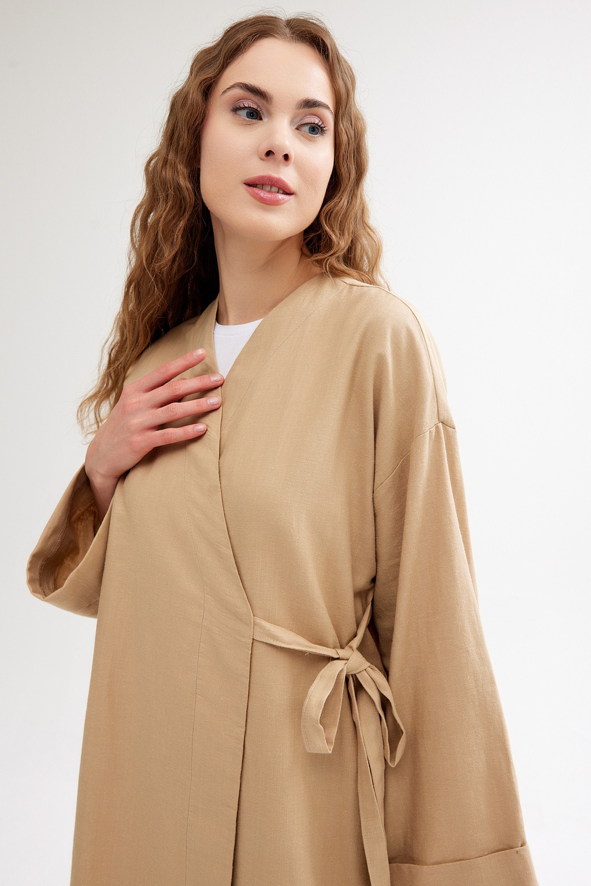 Qanu Keten Kimono Camel 