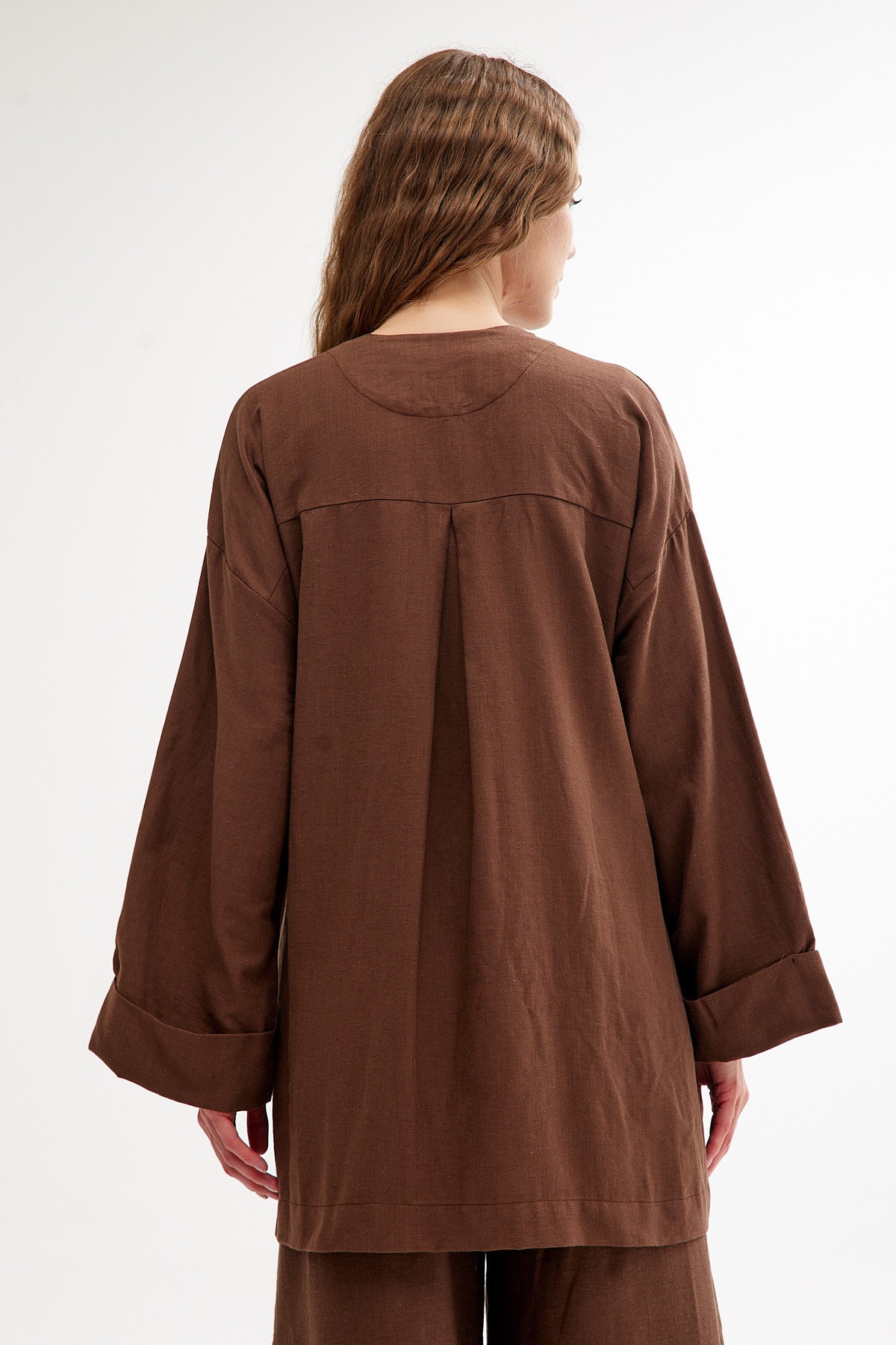 Qanu Keten Kimono Kahverengi 