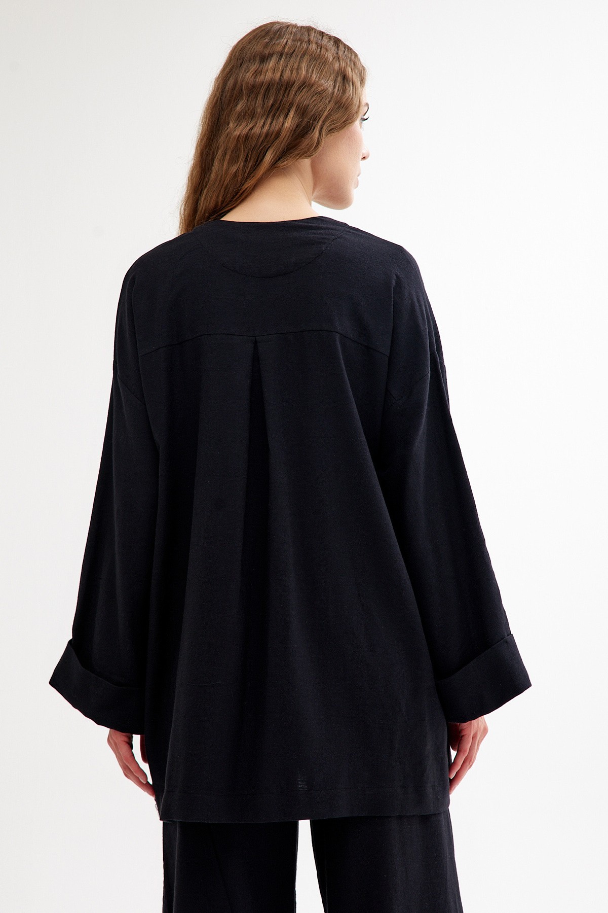 Qanu Keten Kimono Siyah