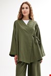 Qanu Keten Kimono Yeşil 