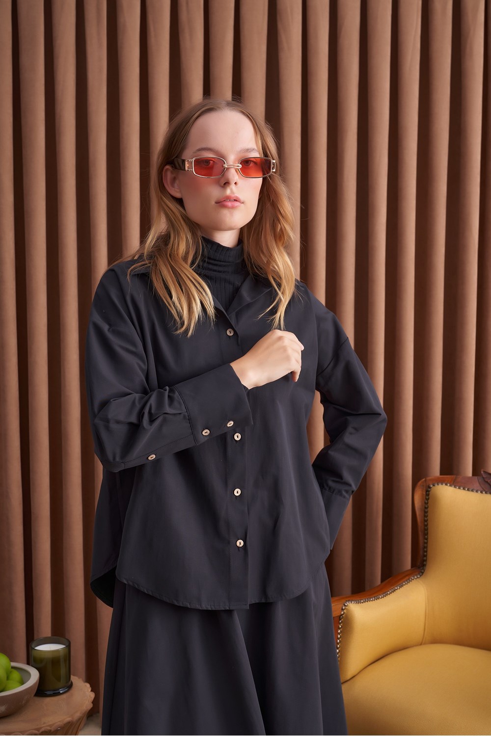 Qanu Leydi Gömlek Siyah