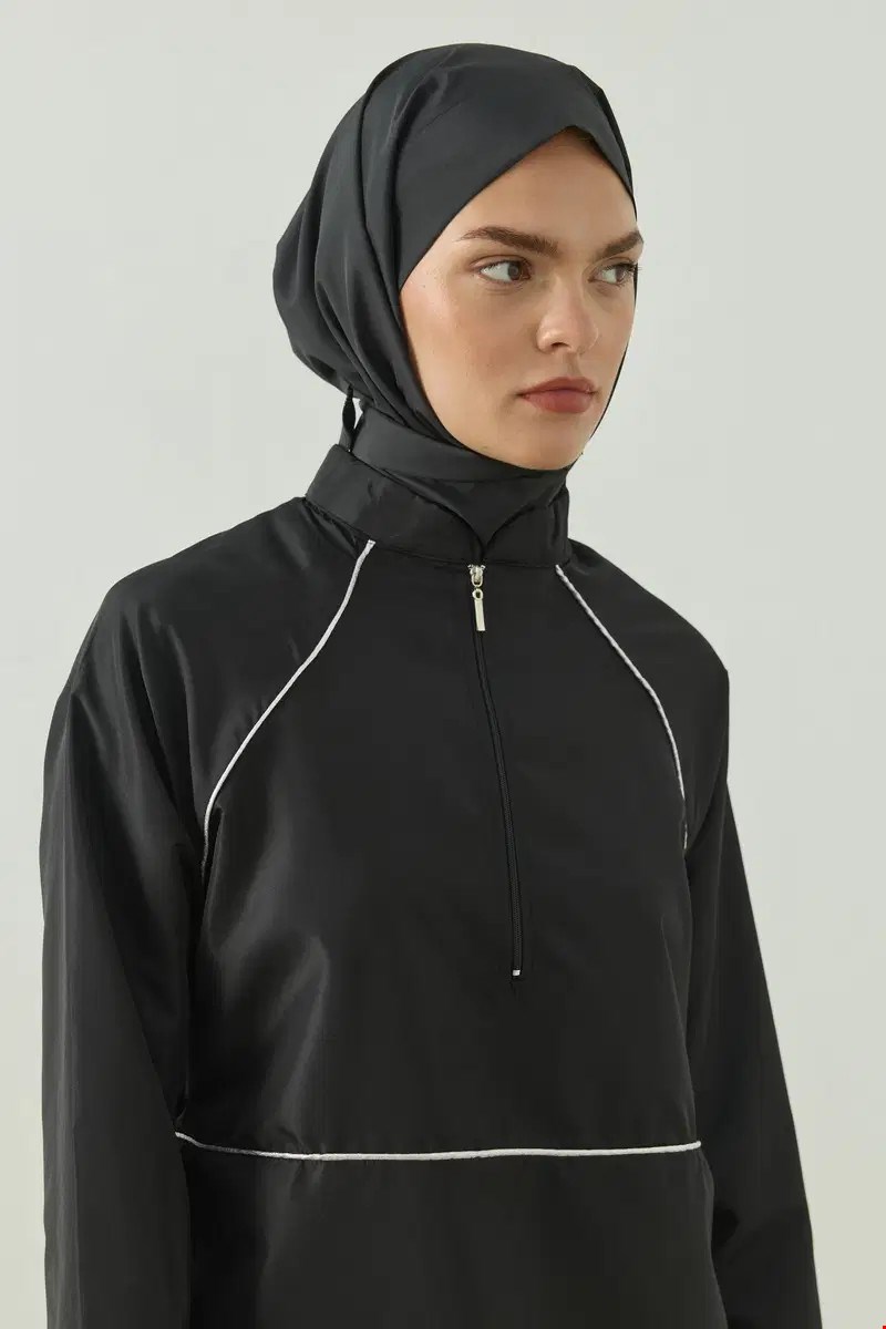 Qanu Biyeli Tesettür Mayo 3 lü Set Siyah