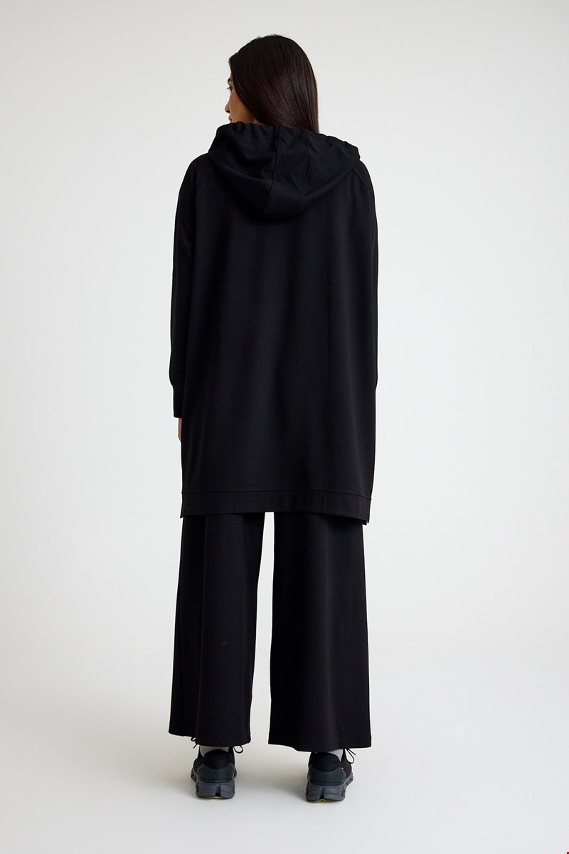 Qanu Nakışlı Sweatshirt Siyah