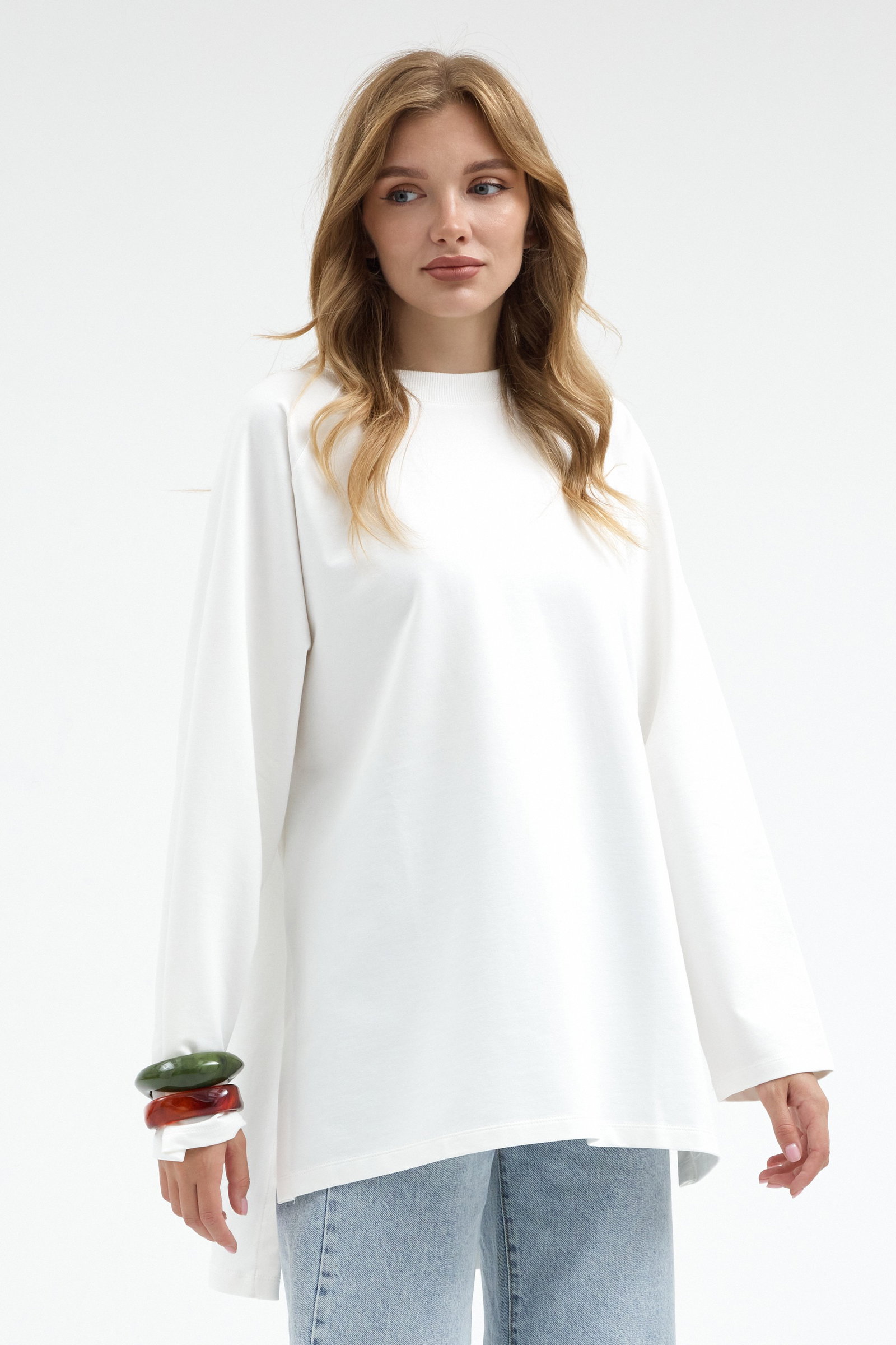 Qanu Nilda İnce Sweatshirt Beyaz