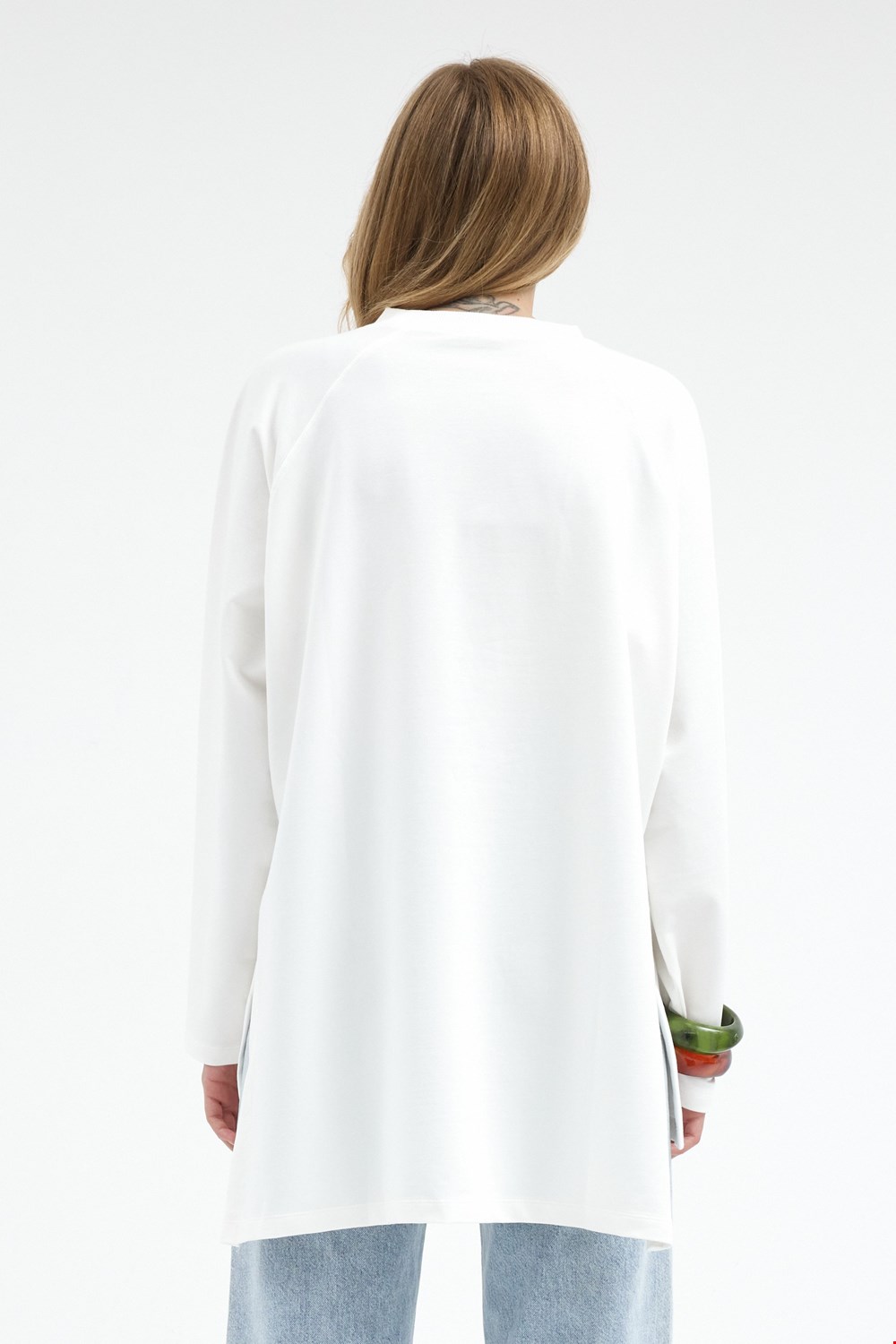 Qanu Nilda İnce Sweatshirt Beyaz
