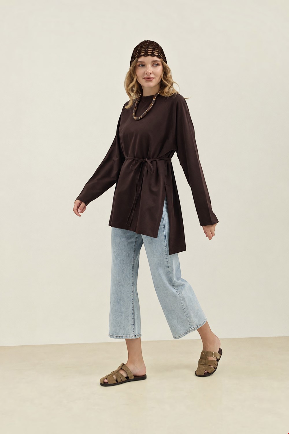 Qanu Nilda İnce Sweatshirt Kahverengi
