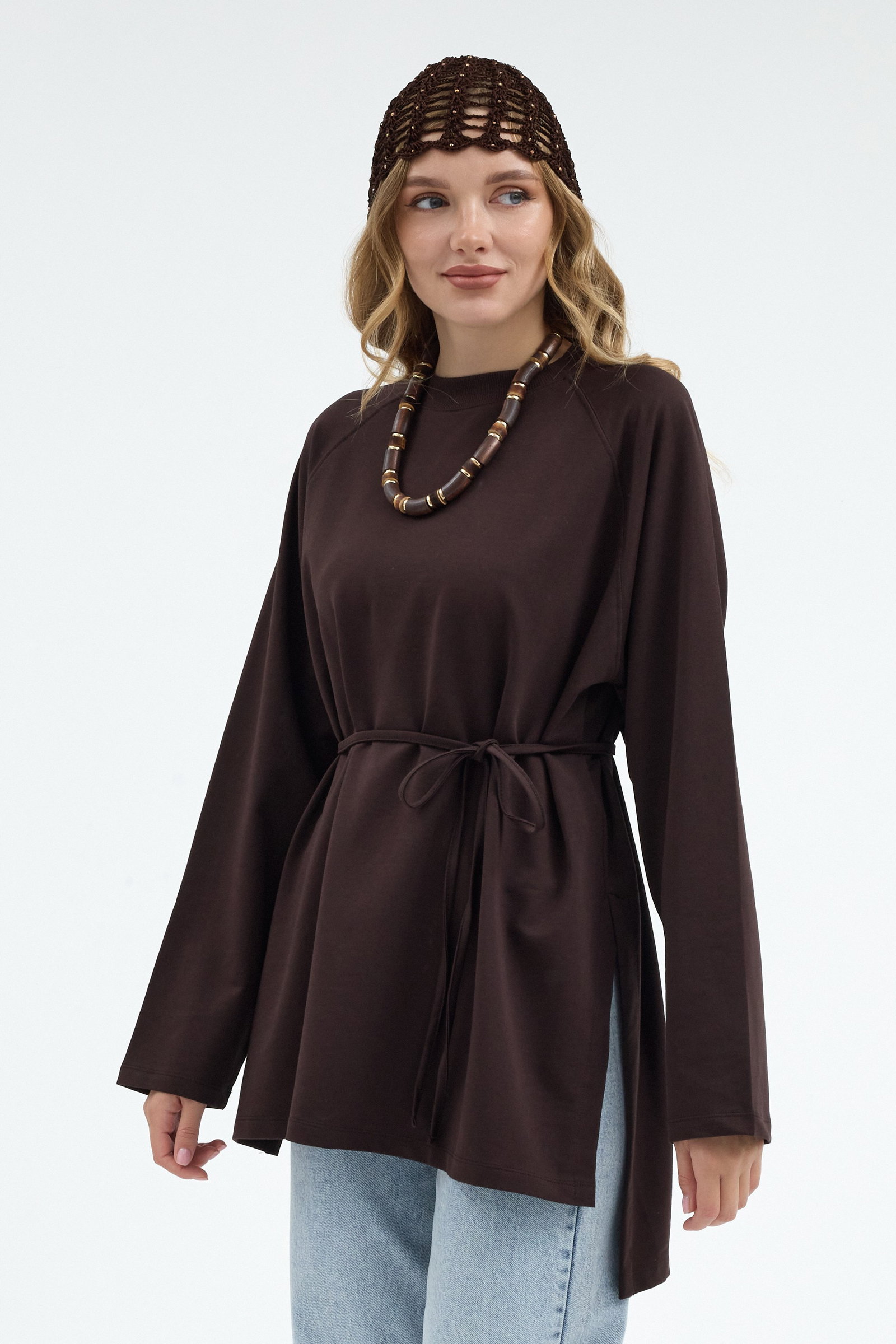Qanu Nilda İnce Sweatshirt Kahverengi