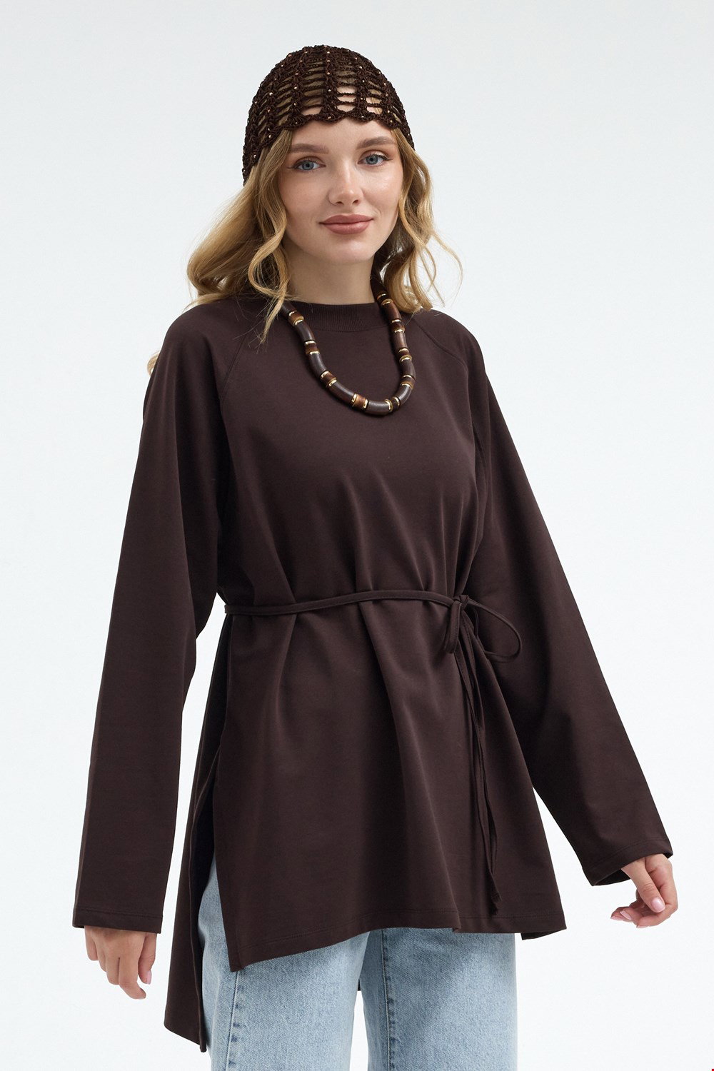 Qanu Nilda İnce Sweatshirt Kahverengi