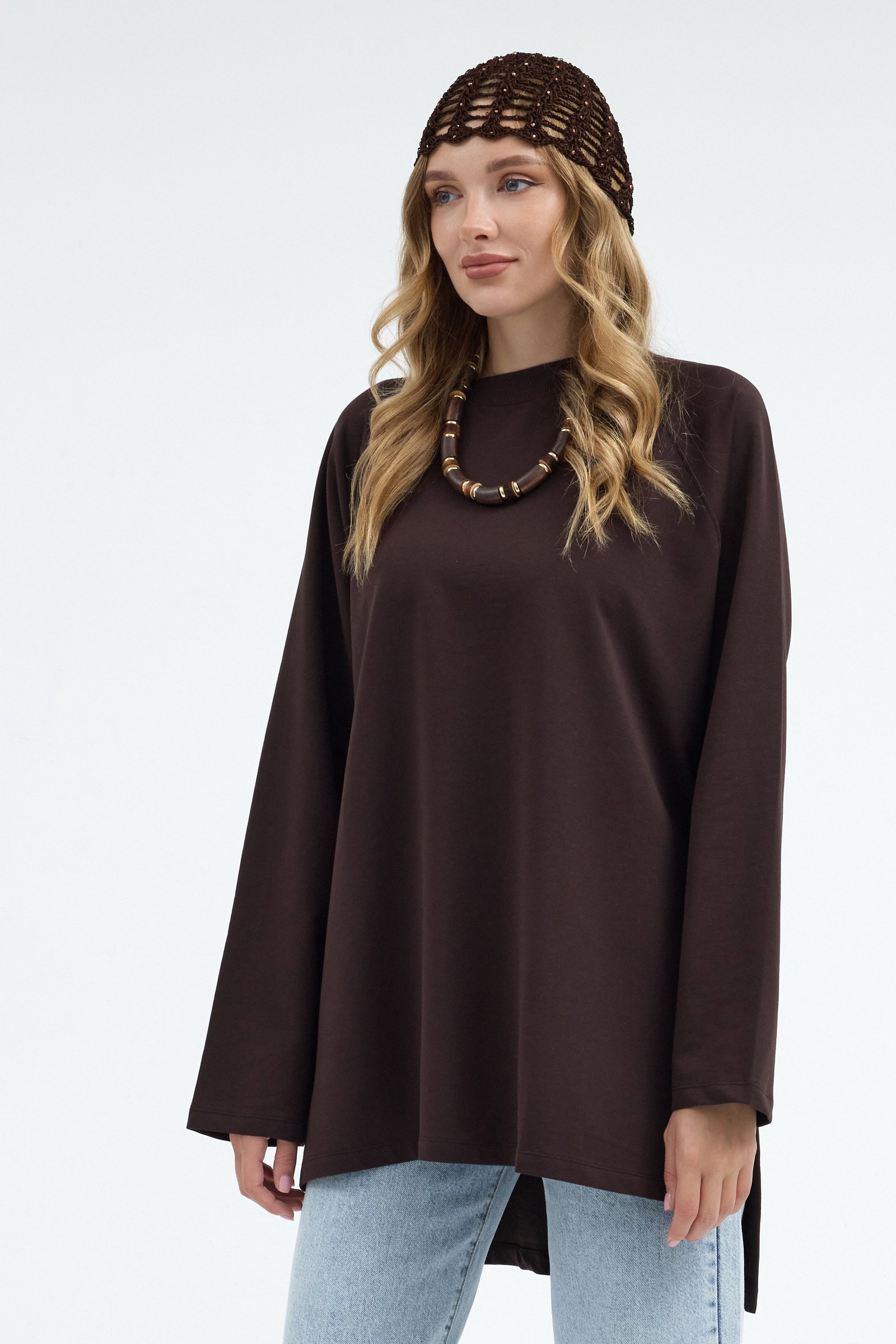 Qanu Nilda İnce Sweatshirt Kahverengi