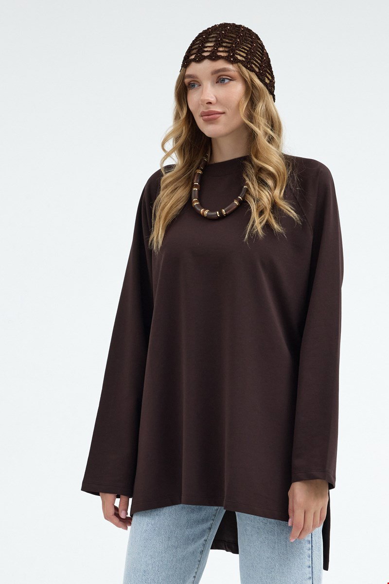 Qanu Nilda İnce Sweatshirt Kahverengi