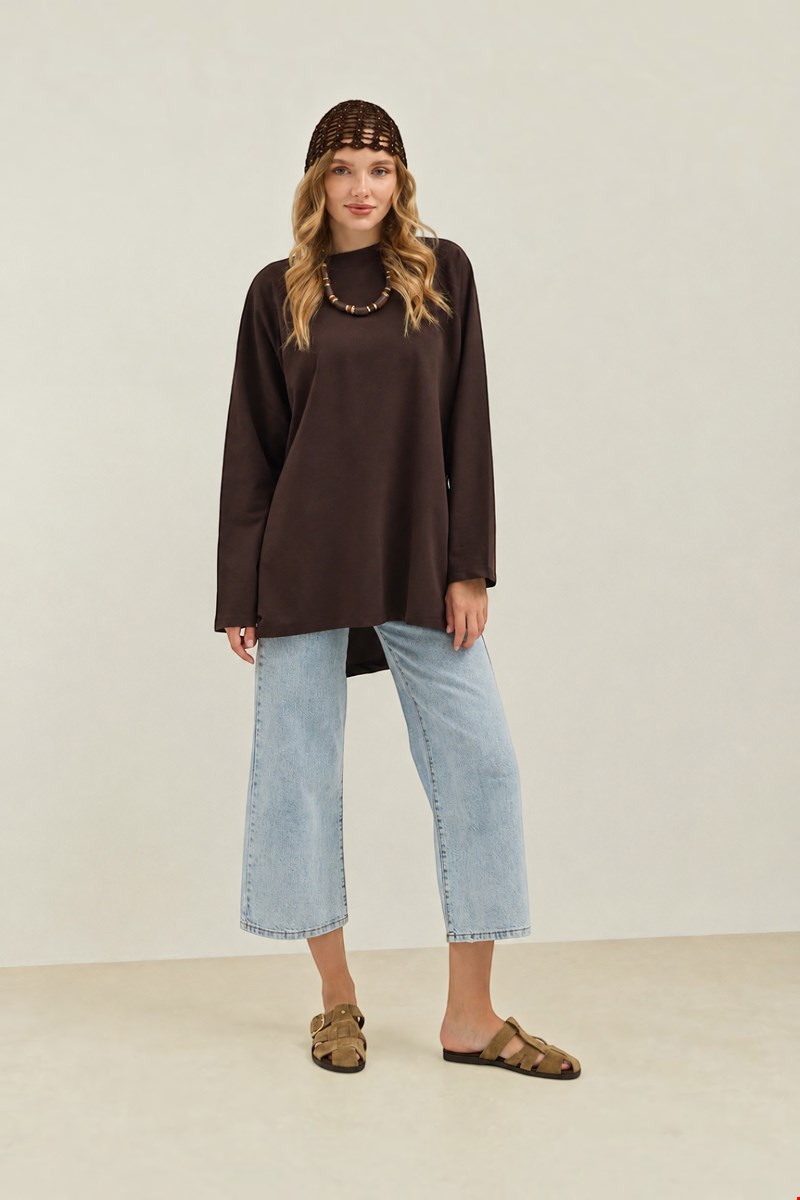 Qanu Nilda İnce Sweatshirt Kahverengi