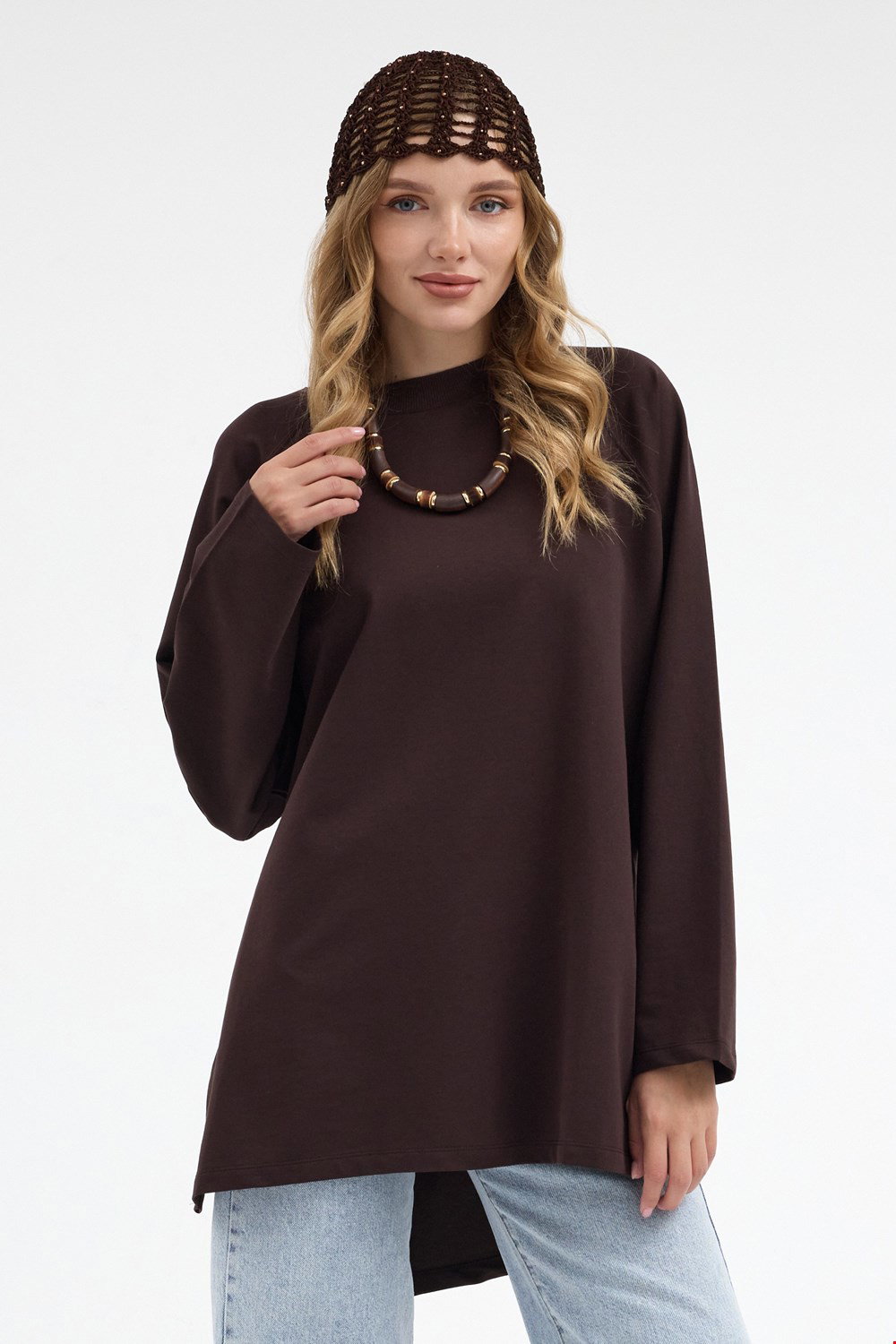 Qanu Nilda İnce Sweatshirt Kahverengi
