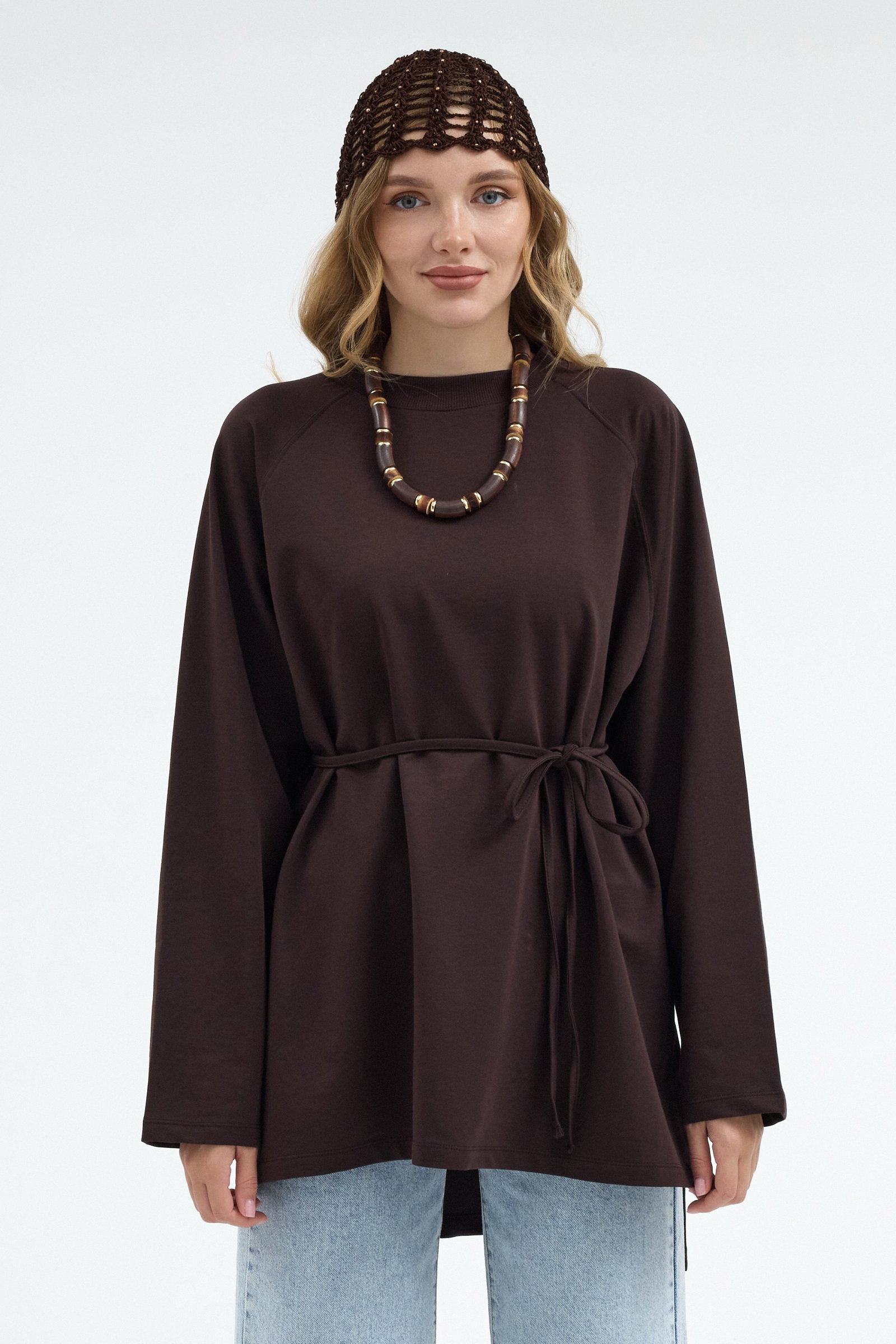 Qanu Nilda İnce Sweatshirt Kahverengi