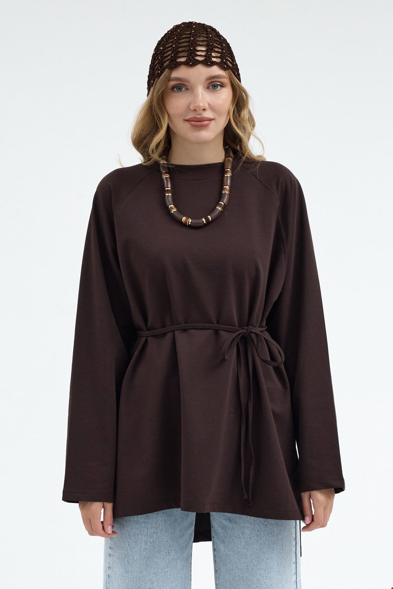 Qanu Nilda İnce Sweatshirt Kahverengi