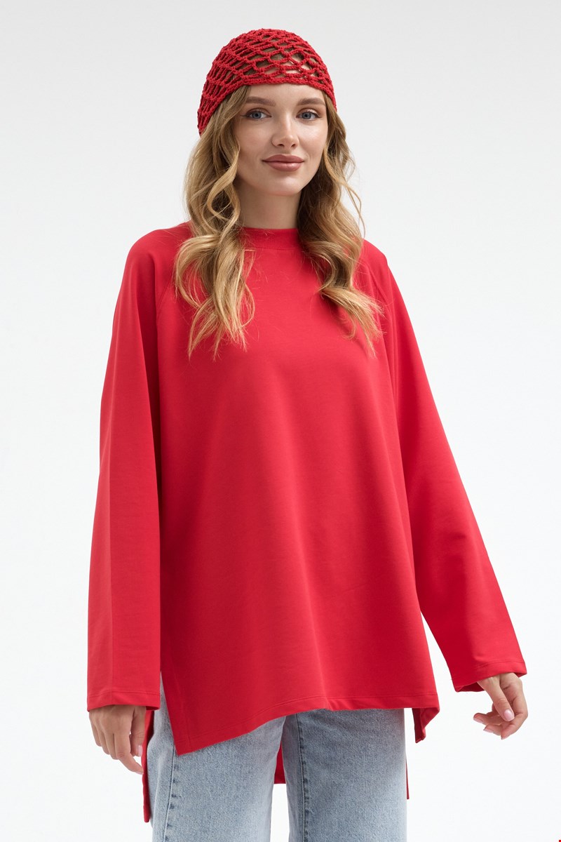 Qanu Nilda İnce Sweatshirt Kırmızı