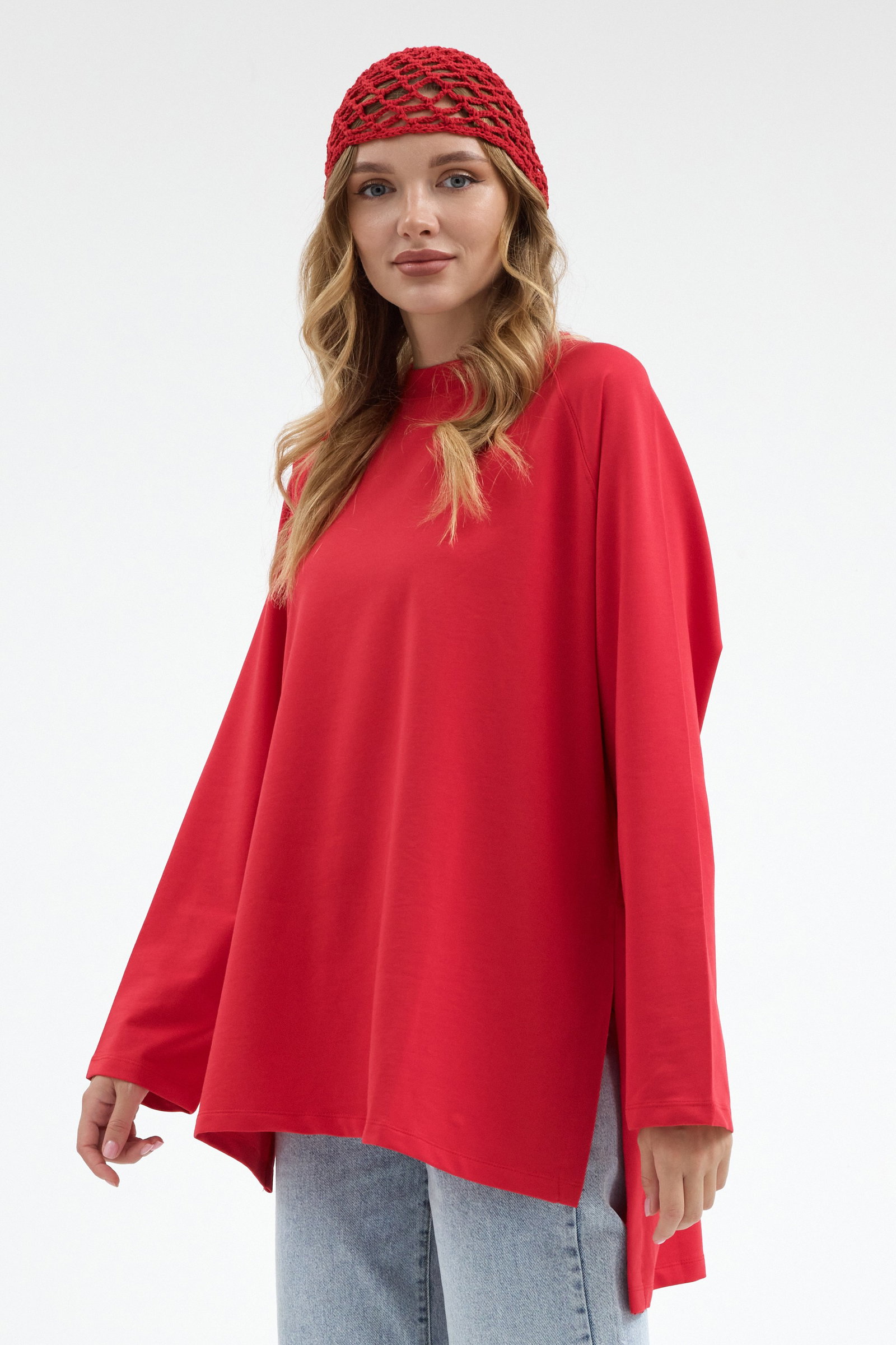 Qanu Nilda İnce Sweatshirt Kırmızı