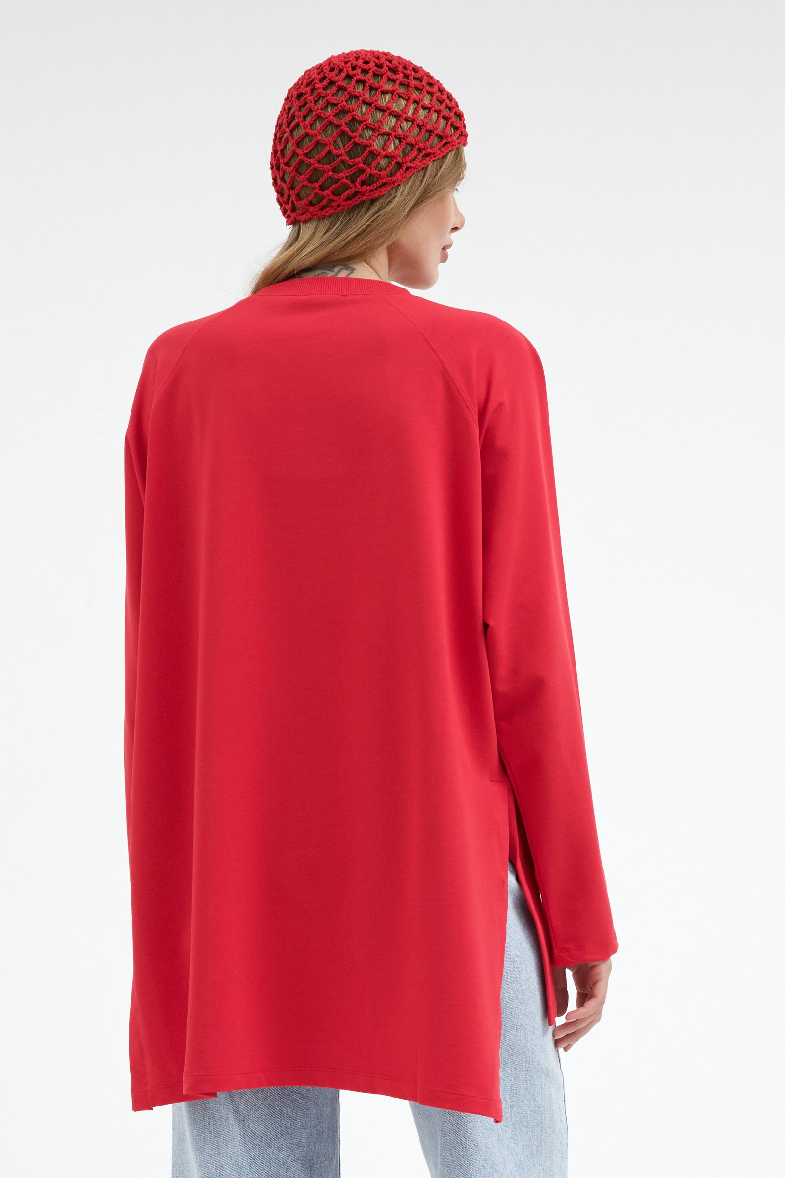 Qanu Nilda İnce Sweatshirt Kırmızı