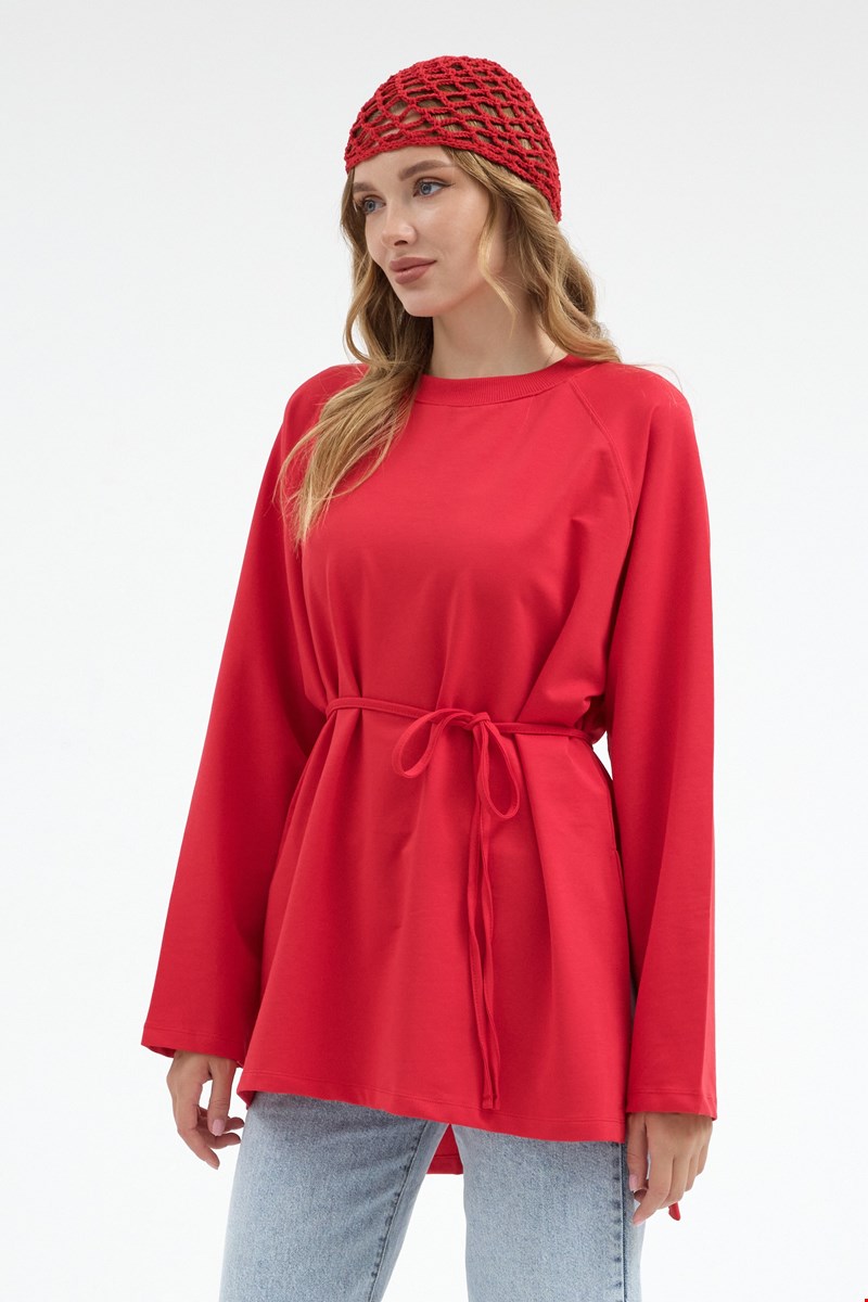 Qanu Nilda İnce Sweatshirt Kırmızı