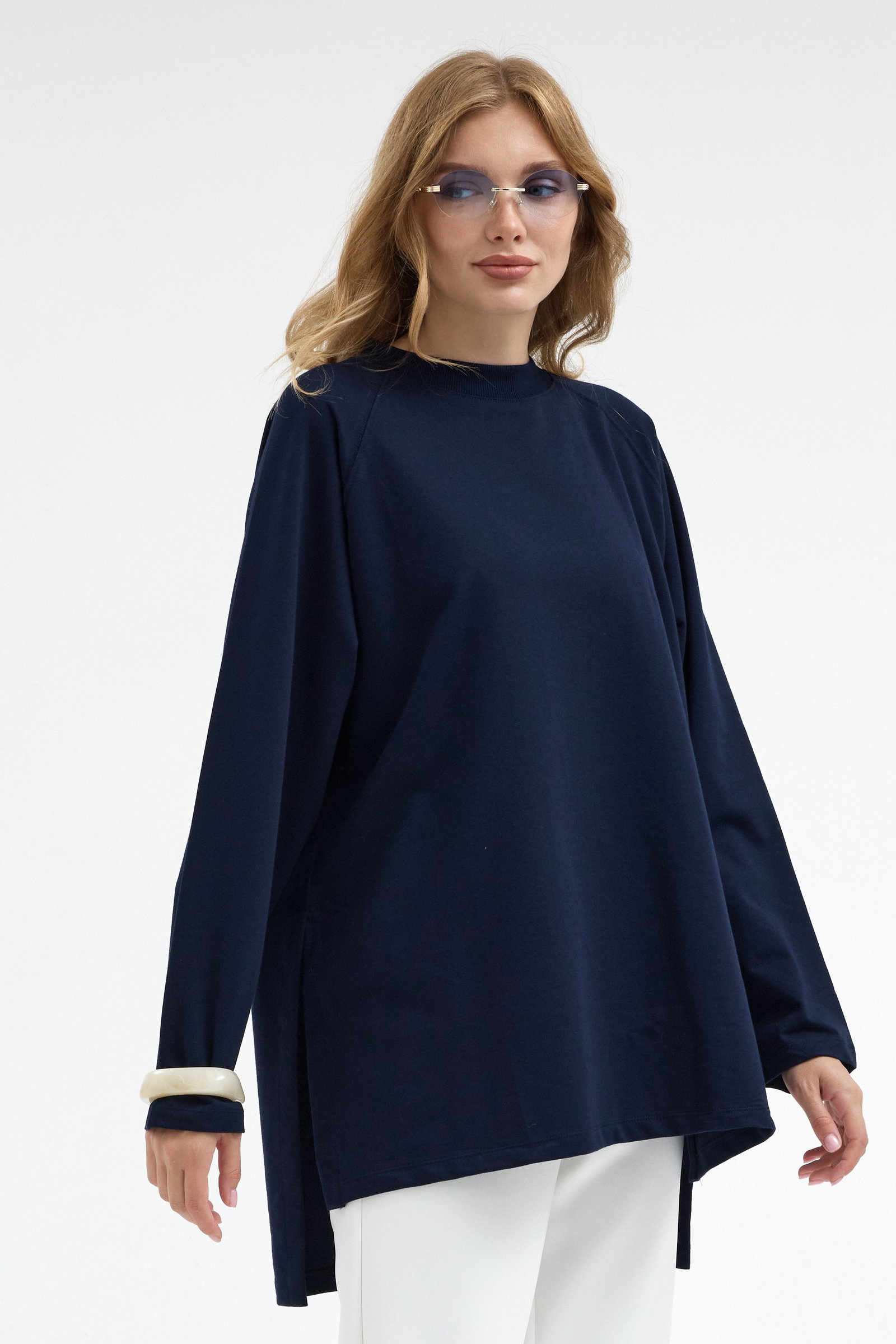 Qanu Nilda İnce Sweatshirt Lacivert