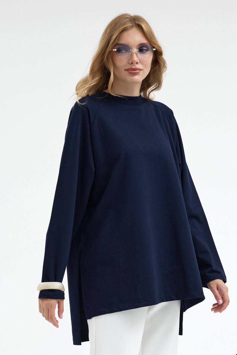 Qanu Nilda İnce Sweatshirt Lacivert