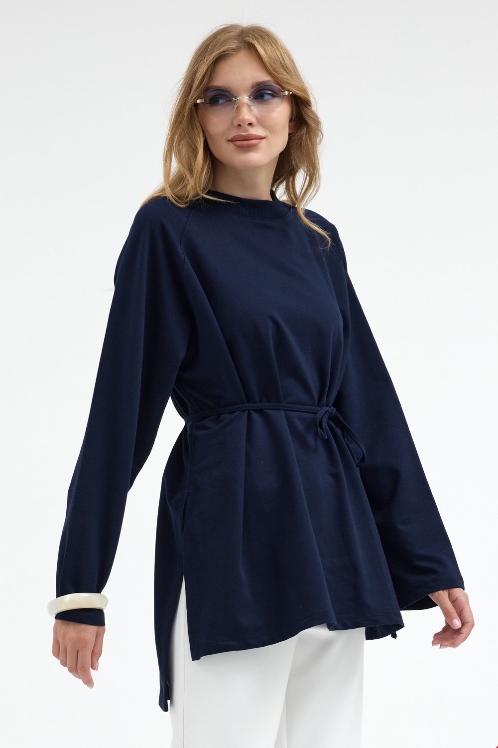Qanu Nilda İnce Sweatshirt Lacivert